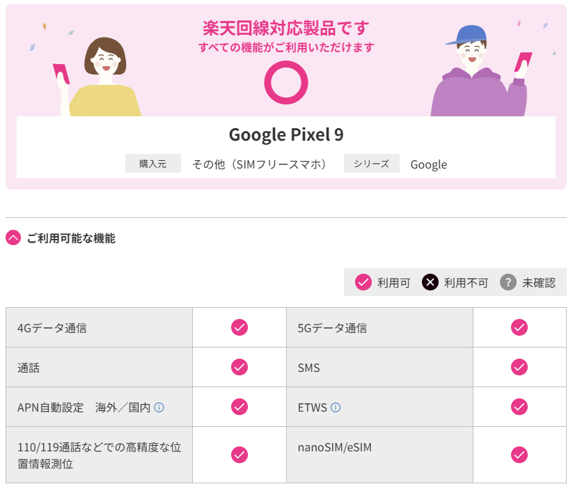 楽天回線対応製品です すべての機能がご利用いただけます