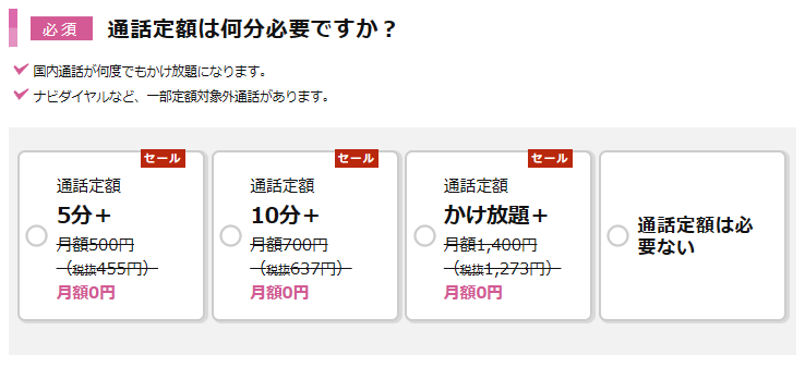 通話定額は何分必要ですか?