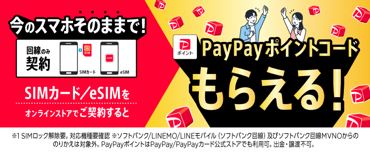 【公式】SIMカード/eSIMご契約でPayPayポイントプレゼント!