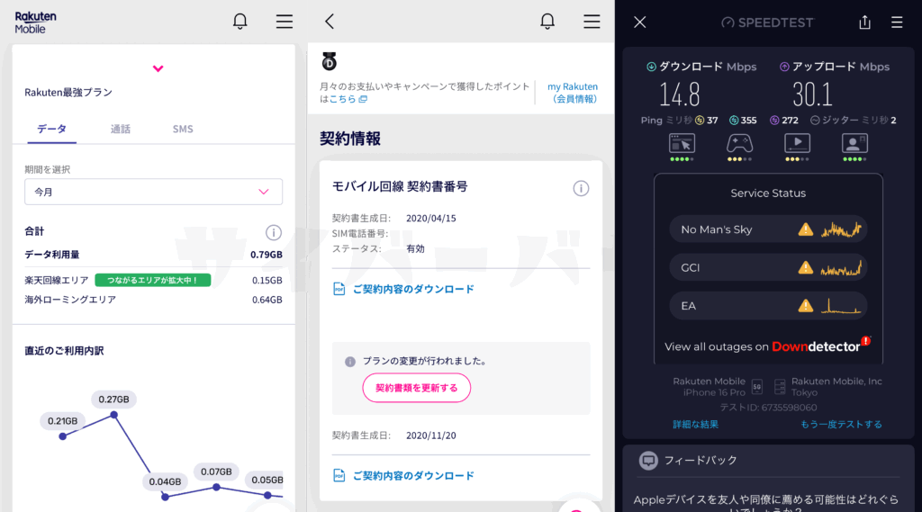 楽天モバイルを2020年4月から契約しています