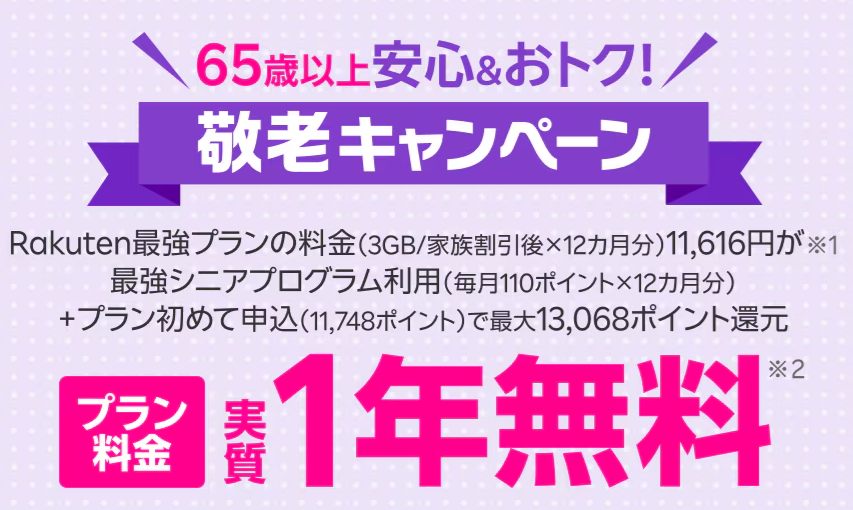 65歳以上が契約で合計最大13,068ポイント還元