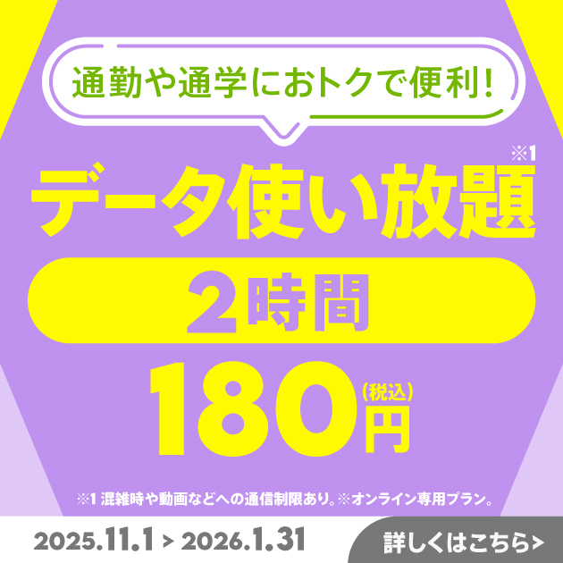 データ使い放題(2時間)