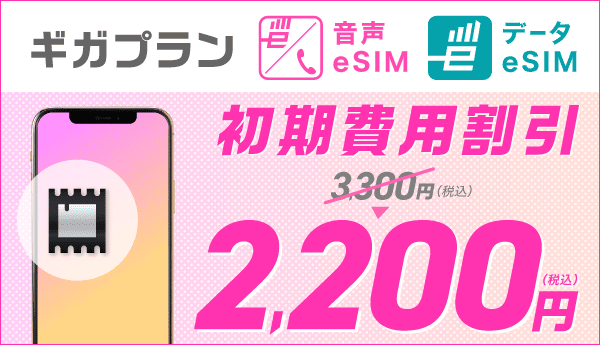 eSIM初期費用割引キャンペーン(eSIM初期費用1,100円割引)