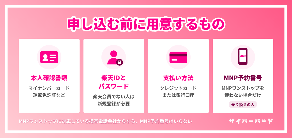楽天モバイル 契約に必要なもの