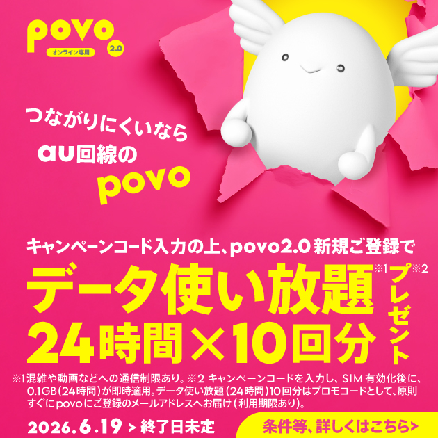 副回線ならpovo!新規登録キャンペーン